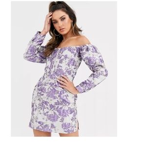 Misguided Bardot mini dress in embroidery